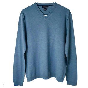 Blue Merino M Wool V Neck Pullover Sweater Banana Republic Preppy Classic Golf